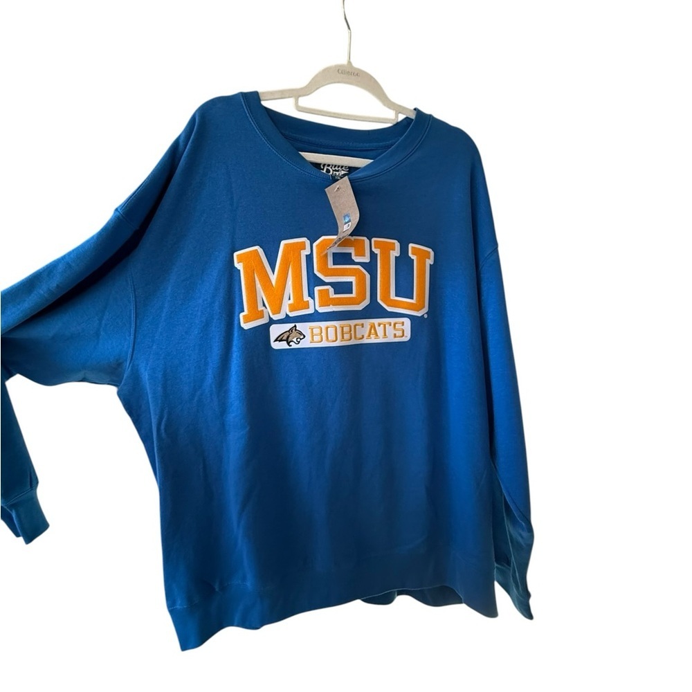 Blue 84 MSU Bobcats Royal Blue Sweatshirt with Gold Lettering - Picture 2 of 6
